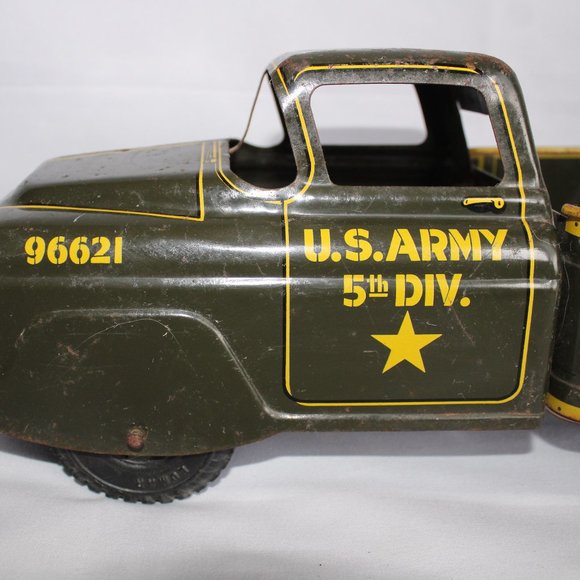 Vintage Marx Toys F268 Green U.S. ARMY 5th DIV Tin Truck - Picture 2 of 16